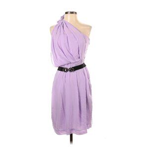Bcbgmaxazria Purple Drape Shoulder Cocktail Dress Lavender Size 8